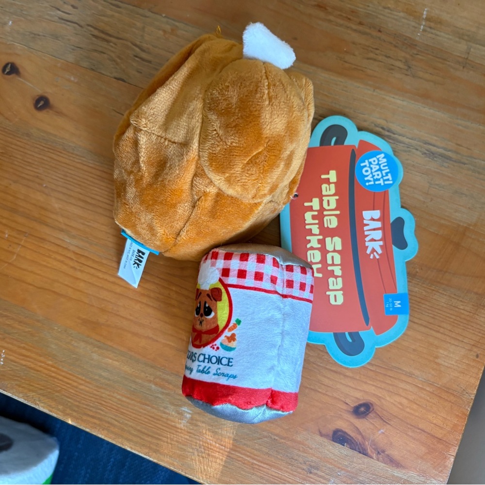 Bark Table Scrap Turkey Toy Set - Tan and Red